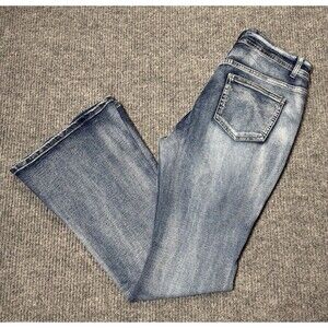 Bamboo Size 15 Super Soft Flare Denim Jeans Women Mid Rise Stretch Blue NEW